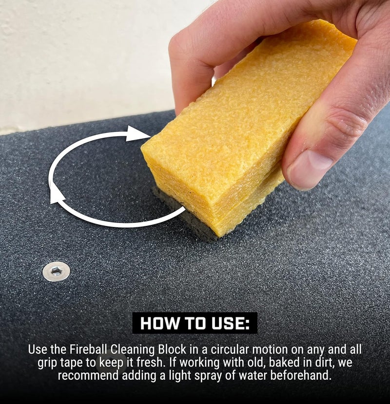 fireball Grip Tape Cleaner for Skateboards - 2 x Skateboard Grip Gum Griptape Abrasive Cleaning Sticks - Rubber Grip Cleaner Skateboard Accessories for Boys & Girls - Image 3